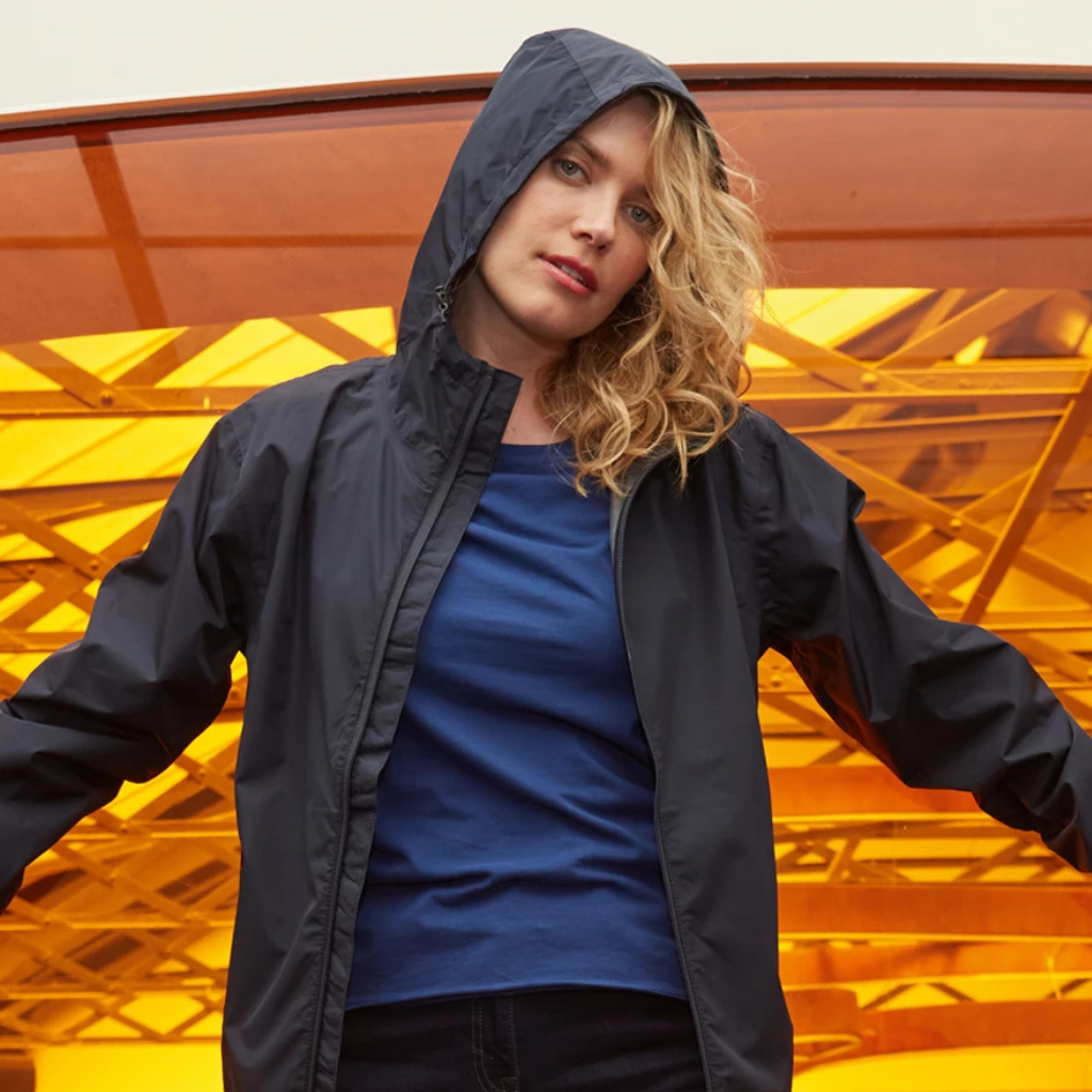 branded raincoat