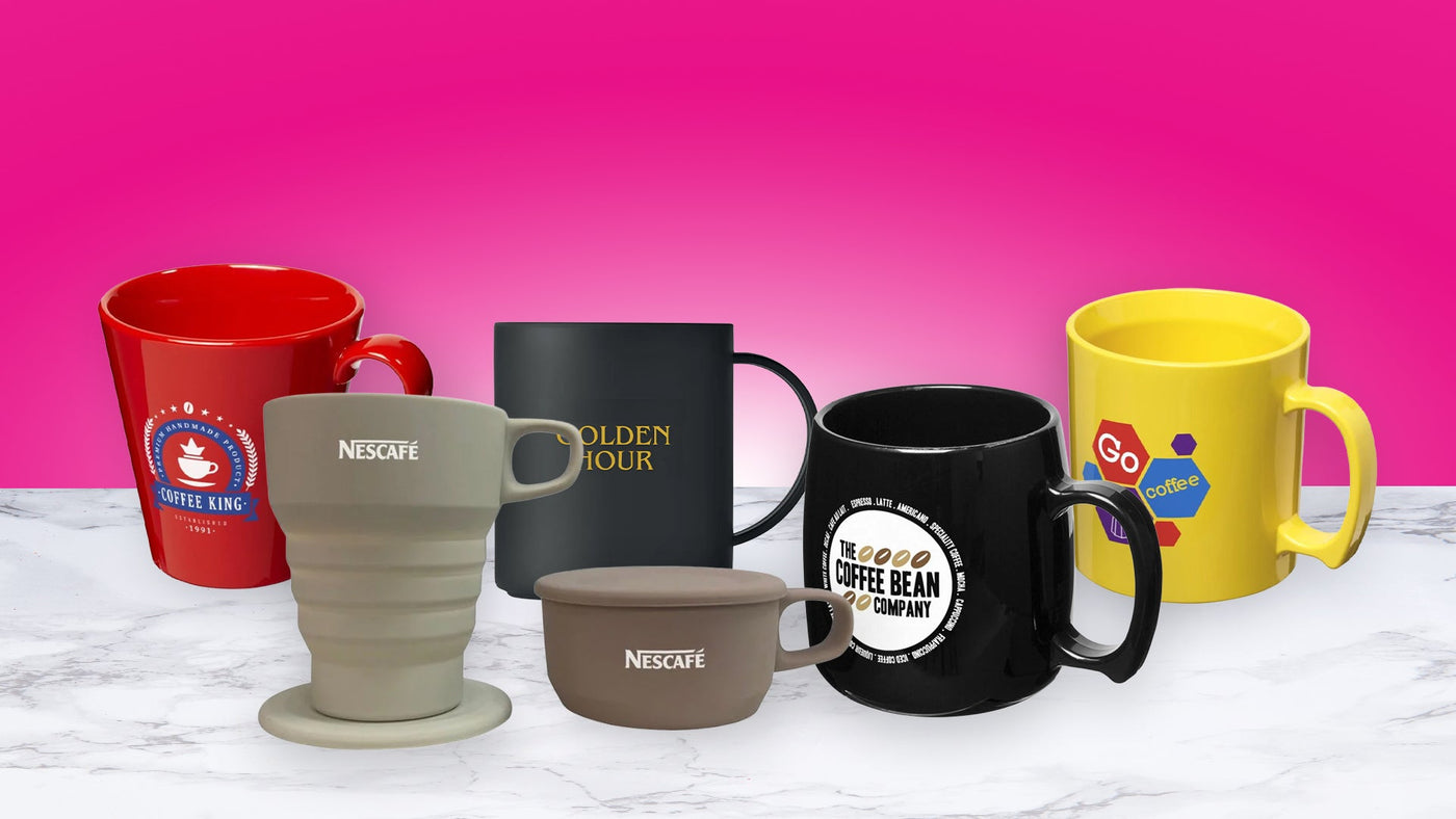 Branded plastic mugs