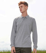 SOL'S Unisex Planet Long Sleeve Piqué Polo Shirt Grey Marl
