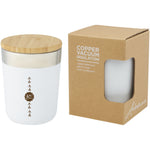 Branded Lagan 300 ml copper vacuum insulated stainless steel tumbler with bamboo lid