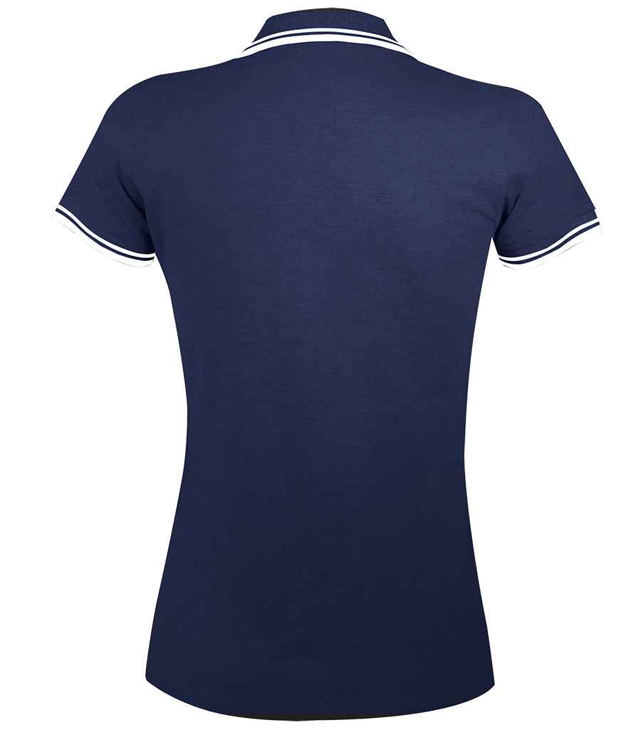 SOL'S Ladies Pasadena Tipped Cotton Piqué Polo Shirt French Navy/White