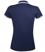 SOL'S Ladies Pasadena Tipped Cotton Piqué Polo Shirt French Navy/White