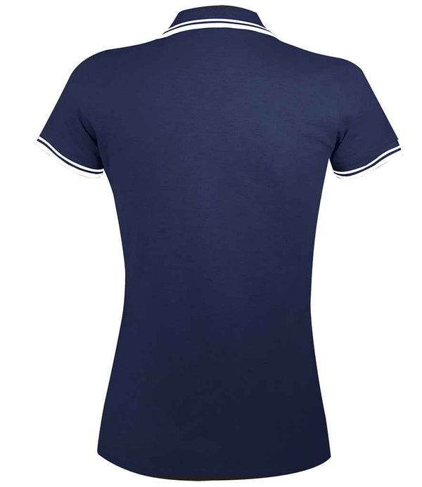 SOL'S Ladies Pasadena Tipped Cotton Piqué Polo Shirt French Navy/White
