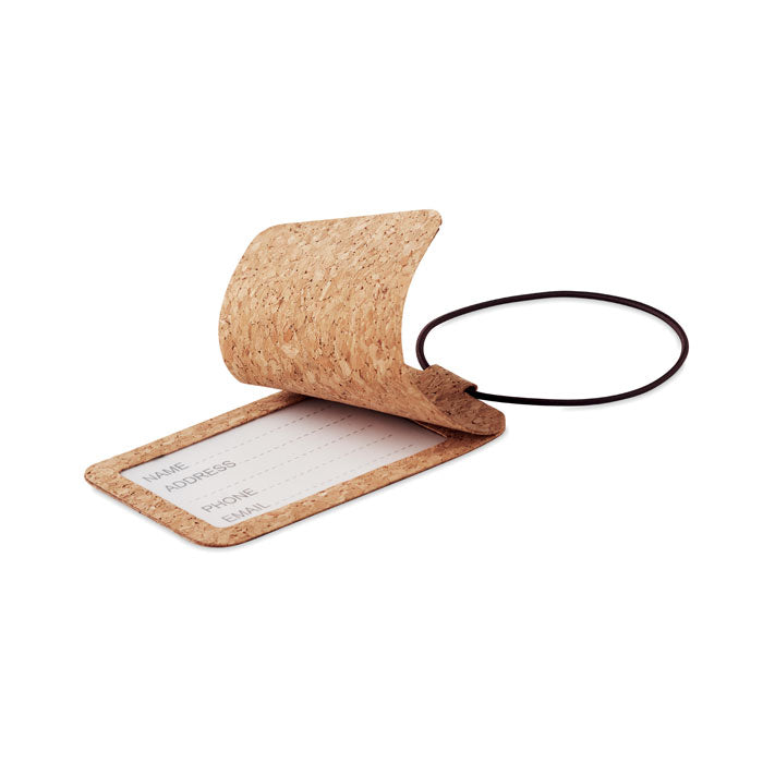 Cork luggage tag with cover