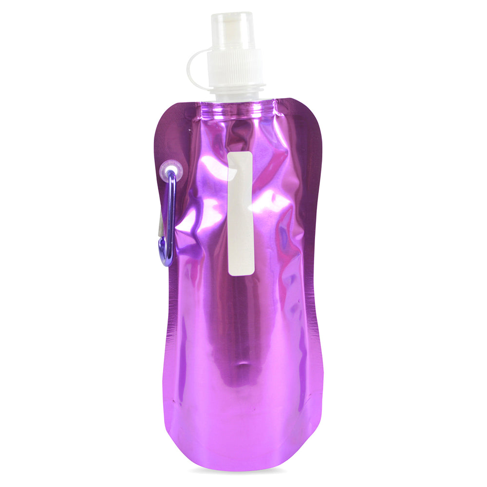 Metallic 400ml Roll Up Water Bottle with Caribineer
