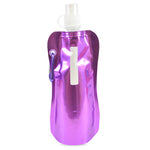 Metallic 400ml Roll Up Water Bottle with Caribineer