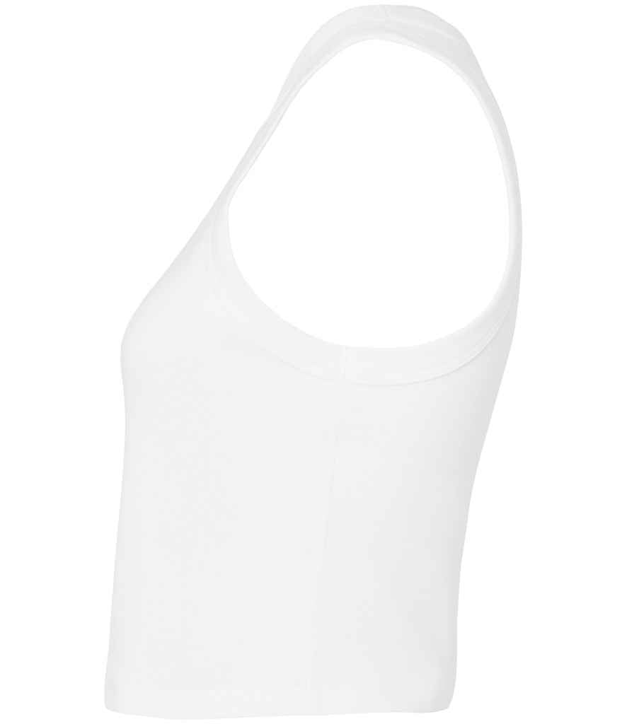 Bella Ladies Micro Rib Racer Tank Top Solid White Blend