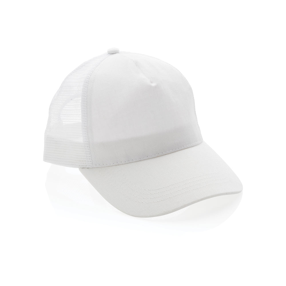 Branded Impact AWARE™ Brushed rcotton 5 panel trucker cap 190gr