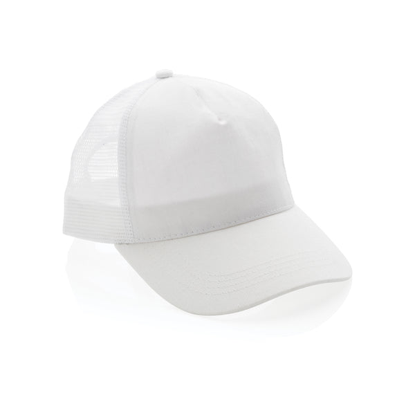 Branded Impact AWARE™ Brushed rcotton 5 panel trucker cap 190gr