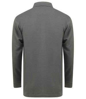 Henbury Unisex Long Sleeve Coolplus® Piqué Polo Shirt Charcoal
