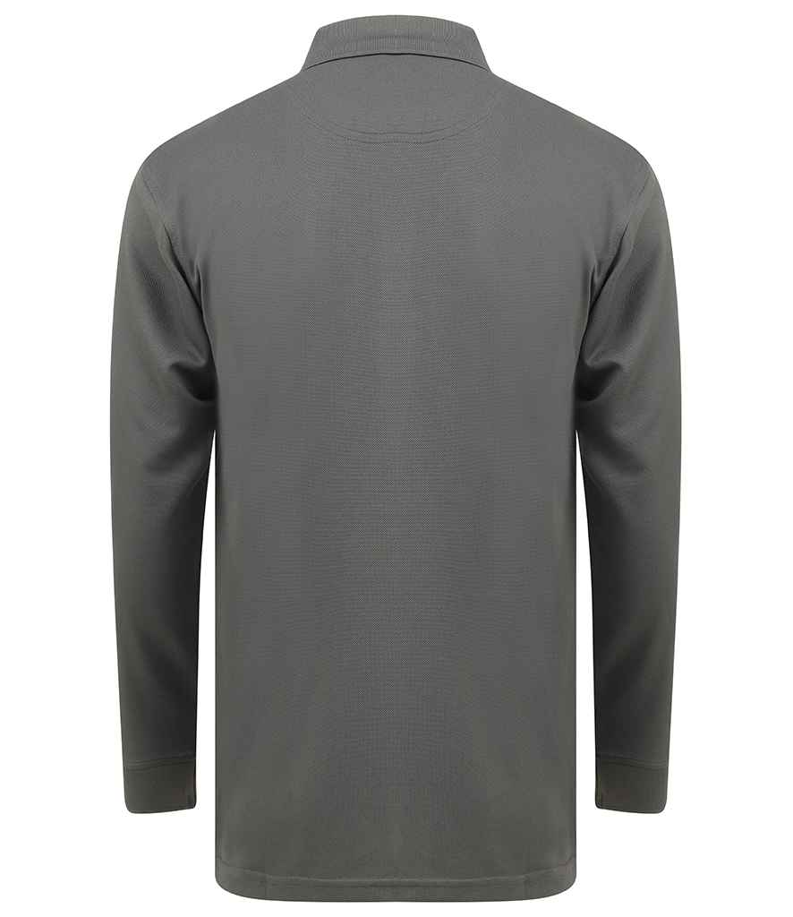 Henbury Unisex Long Sleeve Coolplus® Piqué Polo Shirt Charcoal