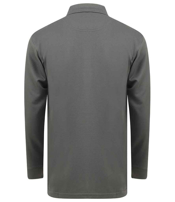 Henbury Unisex Long Sleeve Coolplus® Piqué Polo Shirt Charcoal