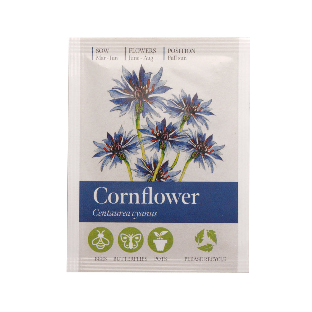 Seed Packet with Sticker to back Corn Flower