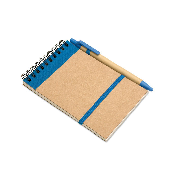 Branded A6 recycled notepad with pen