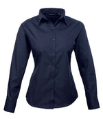 Premier Ladies Long Sleeve Poplin Blouse Navy