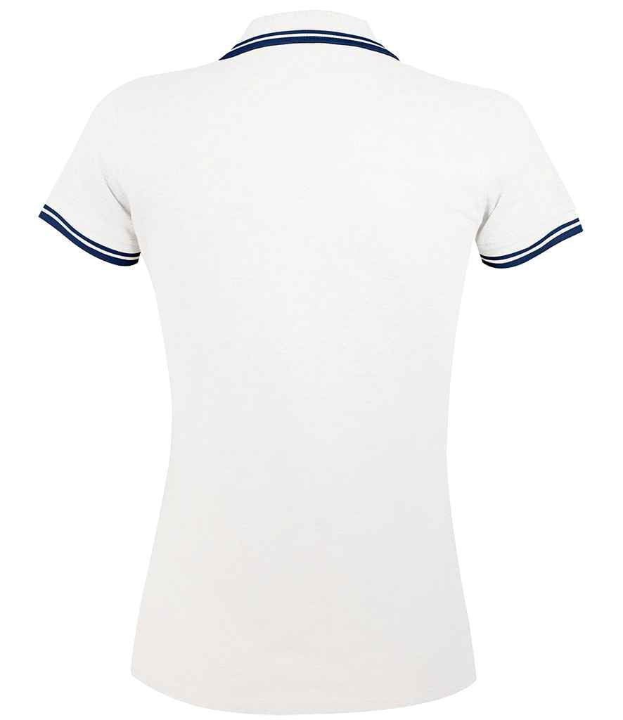 SOL'S Ladies Pasadena Tipped Cotton Piqué Polo Shirt White/Navy