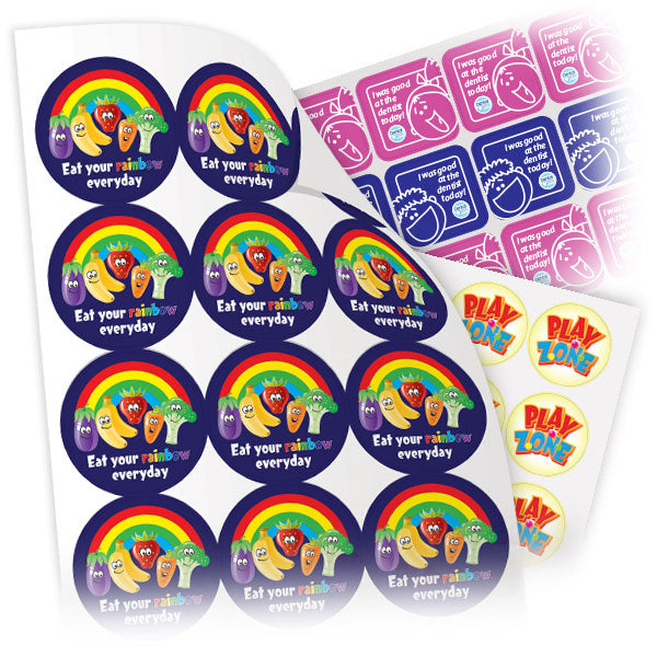 19mm Diameter Paper Stickers on A4 Sheets. 117 Stickers per Sheet