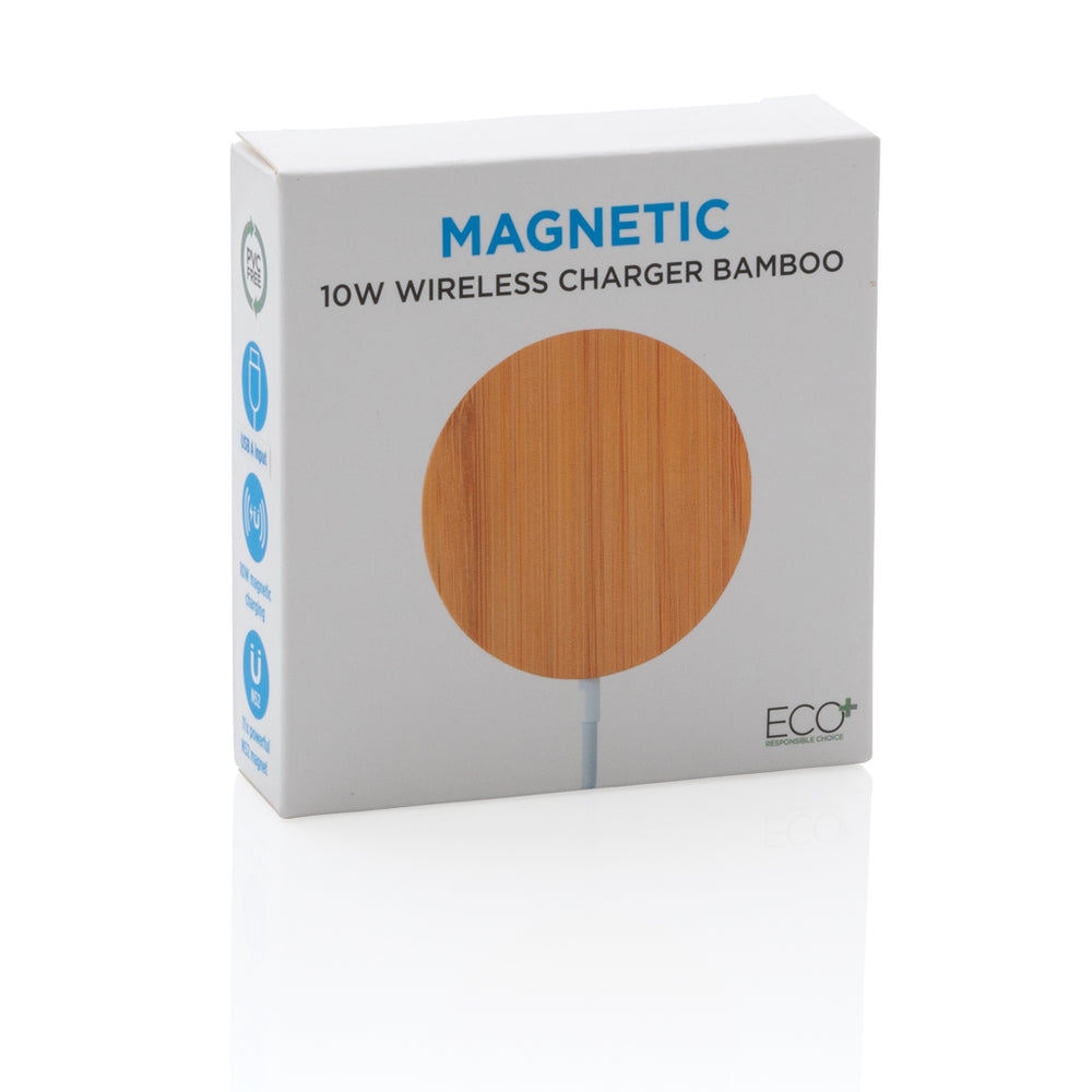 Branded 10W bamboo magnetic wireless charger