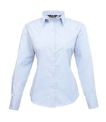 Premier Ladies Long Sleeve Poplin Blouse Light Blue