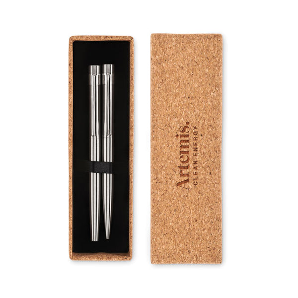 Branded Recycled stainless steel pen set