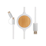 3-in-1 cable with 5W bamboo wireless charger