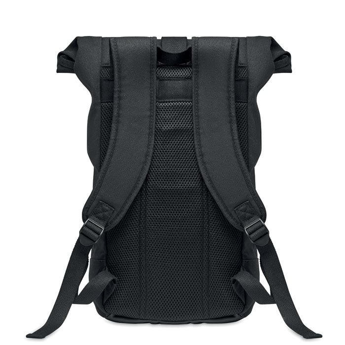 Branded Rolltop washed canvas backpack