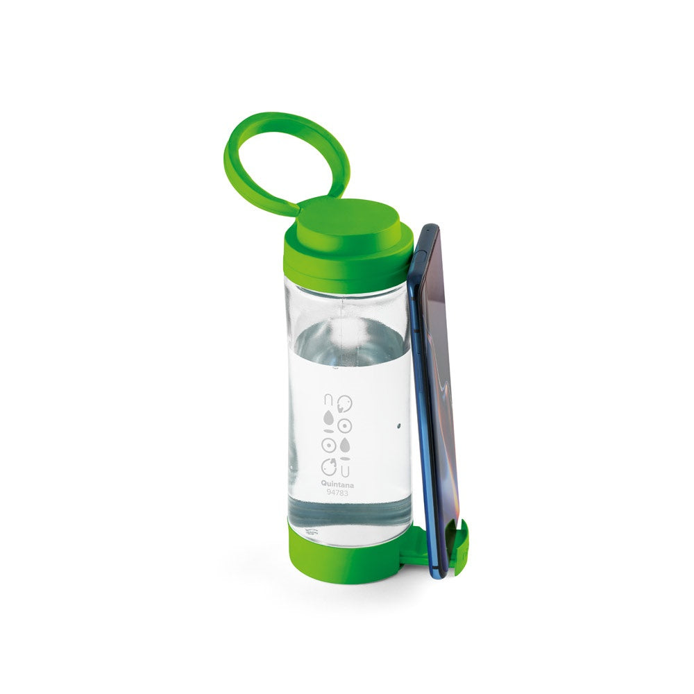 QUINTANA. Glass sports bottle with PP cap 390 mL