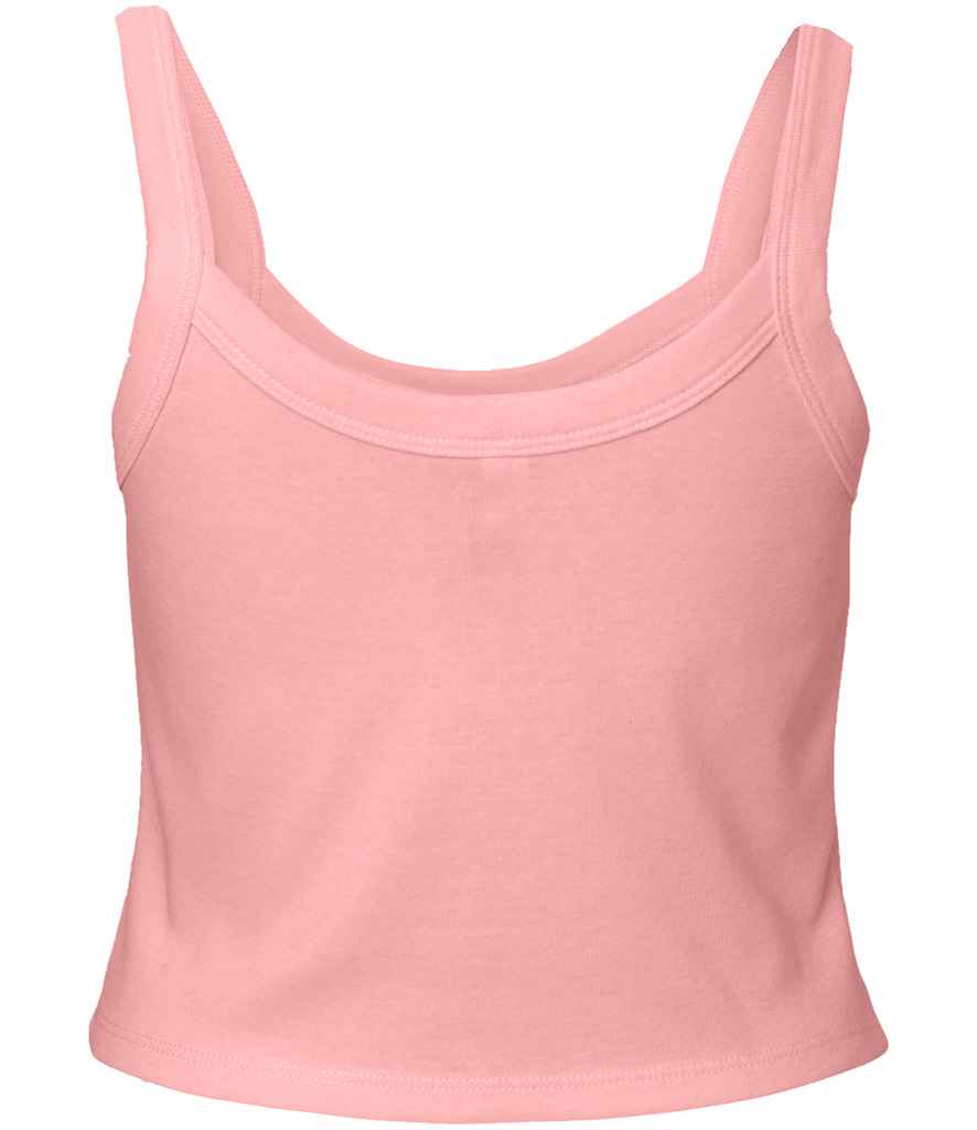 Bella Ladies Micro Rib Spaghetti Strap Tank Top Solid Pink Blend