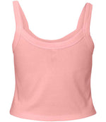 Bella Ladies Micro Rib Spaghetti Strap Tank Top Solid Pink Blend