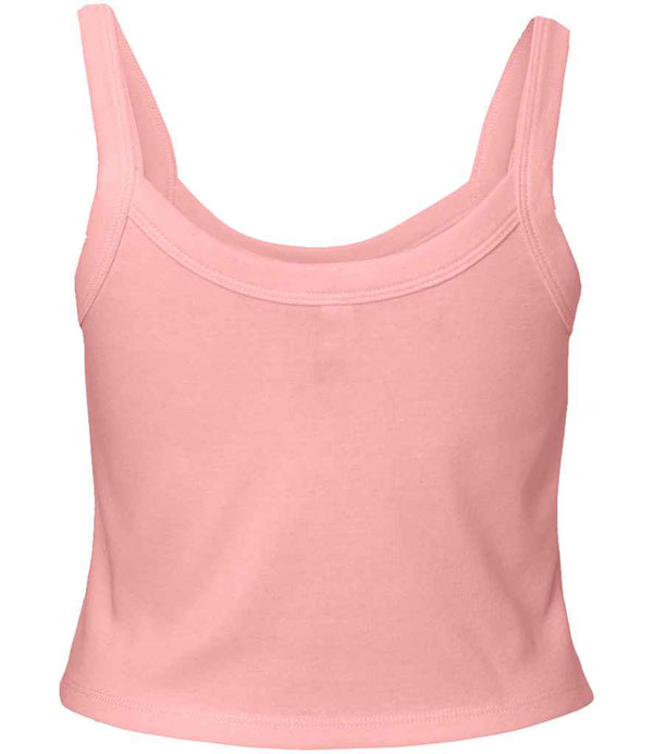 Bella Ladies Micro Rib Spaghetti Strap Tank Top Solid Pink Blend