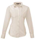 Premier Ladies Long Sleeve Poplin Blouse Natural