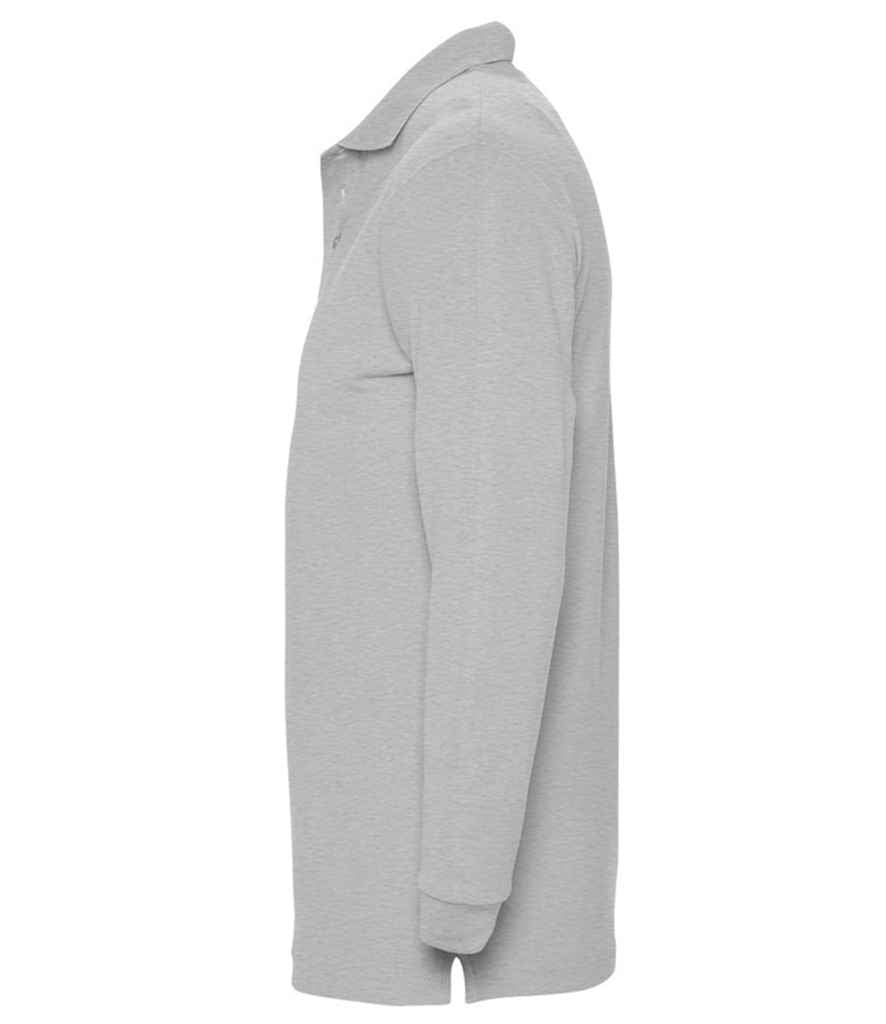SOL'S Winter II Long Sleeve Cotton Piqué Polo Shirt Grey Marl