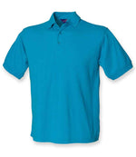 Henbury Heavy Poly/Cotton Piqué Polo Shirt Turquoise Blue