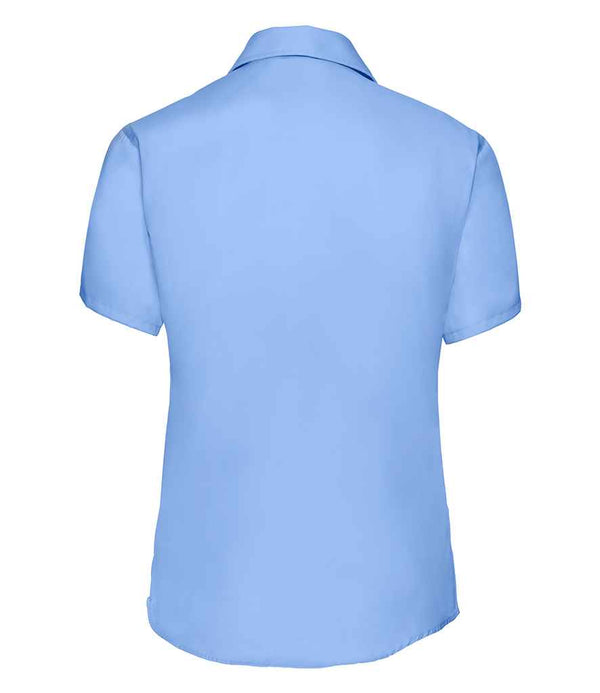Russell Collection Ladies Short Sleeve Ultimate Non-Iron Shirt Bright Sky