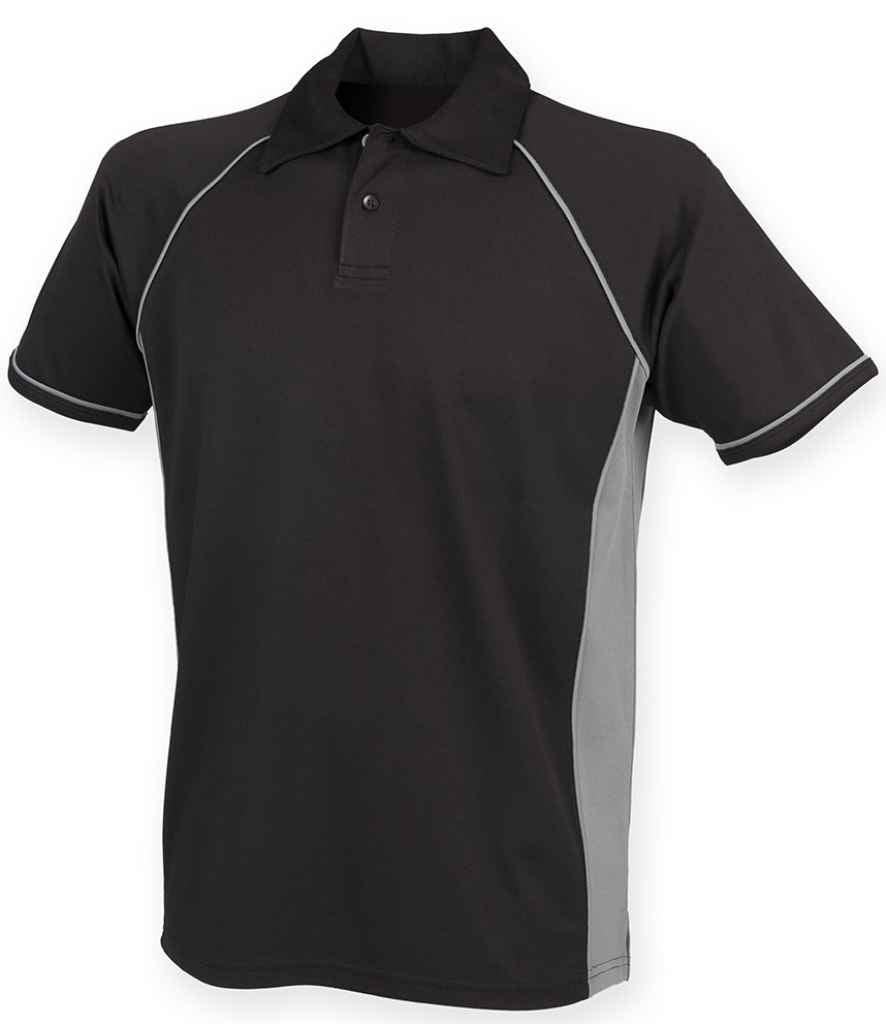 Finden + Hales Performance Piped Polo Shirt Black/Grey