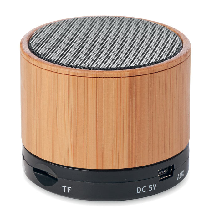 Branded Round Bamboo wireless speaker