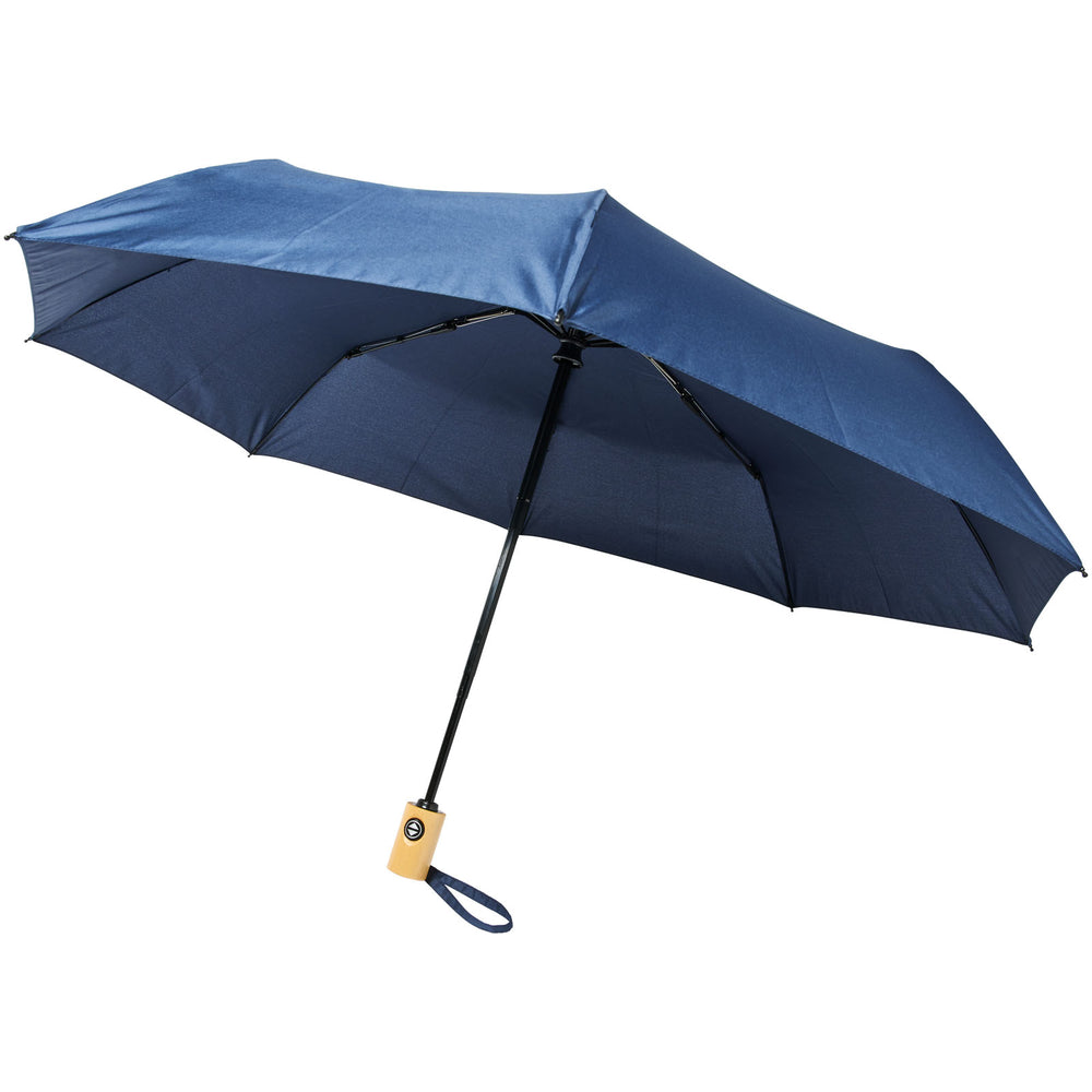 Branded Bo 21" foldable auto open/close recycled PET umbrella