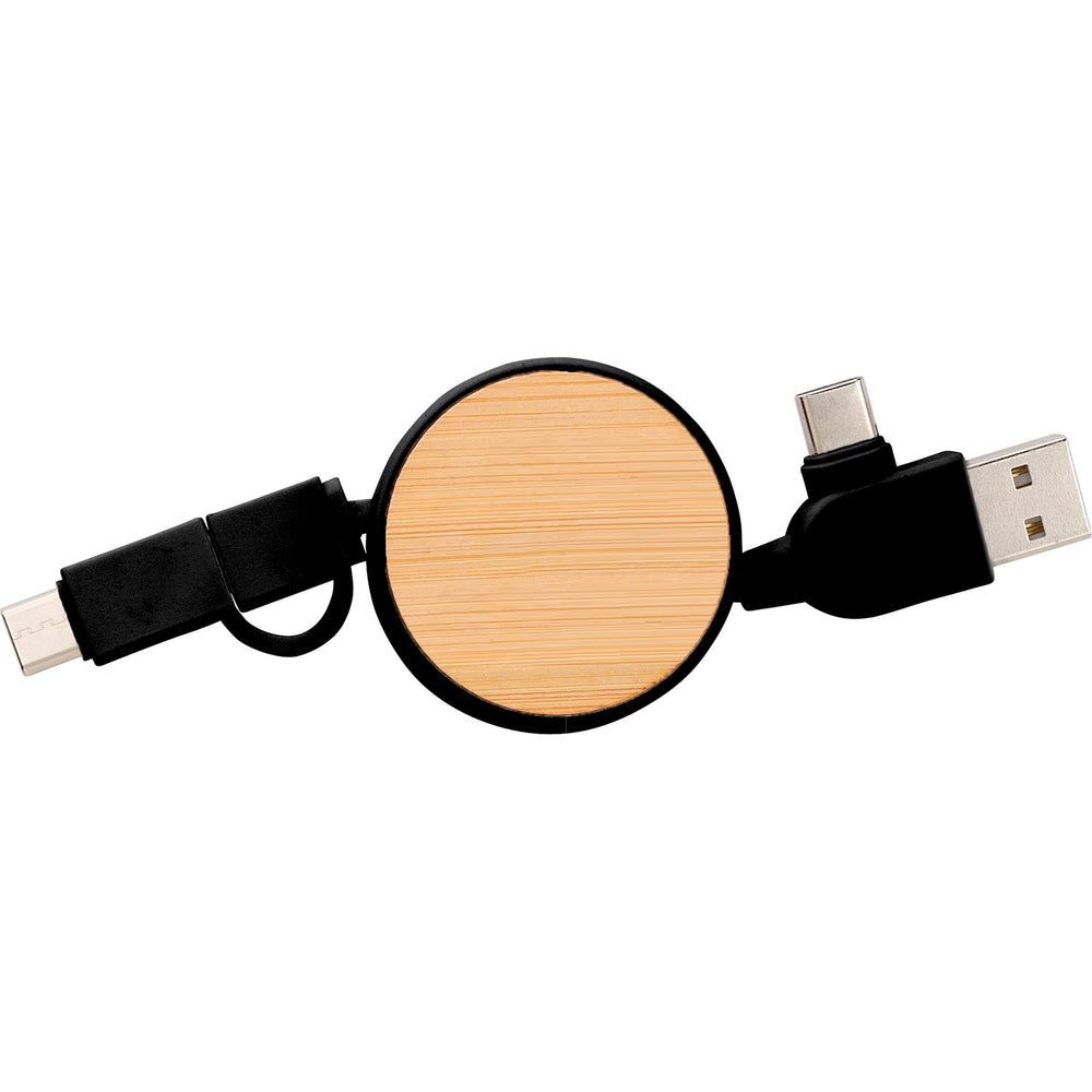 Branded Briggeford Bamboo extendable charging cable