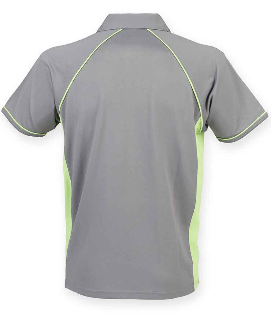Finden + Hales Performance Piped Polo Shirt Grey/Lime Green