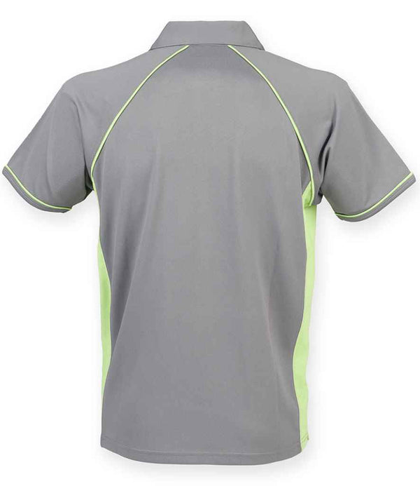 Finden + Hales Performance Piped Polo Shirt Grey/Lime Green