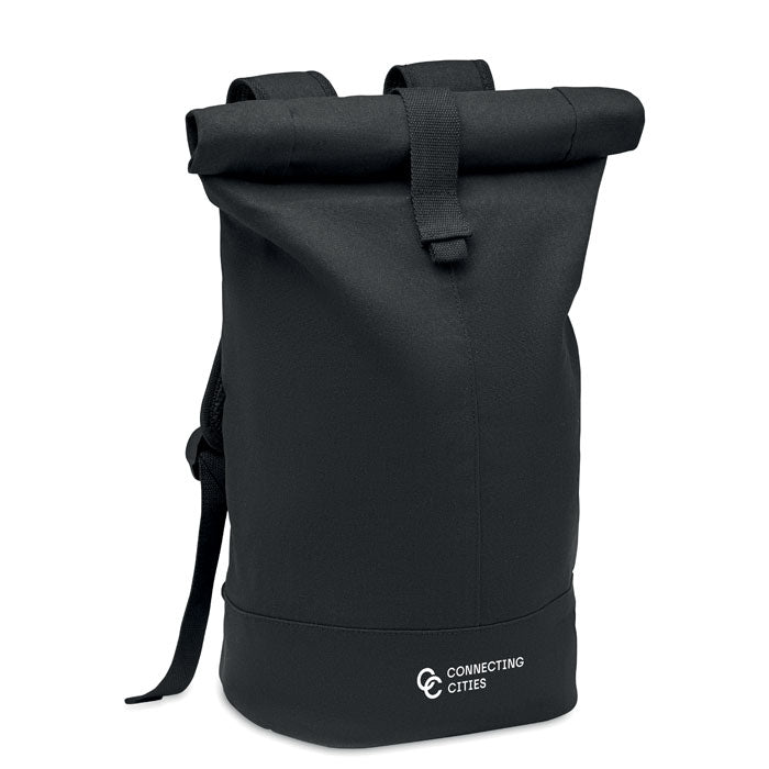 Branded Rolltop washed canvas backpack