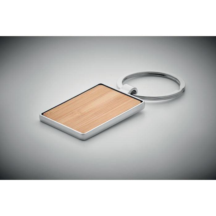 Branded Rectangular key ring bamboo