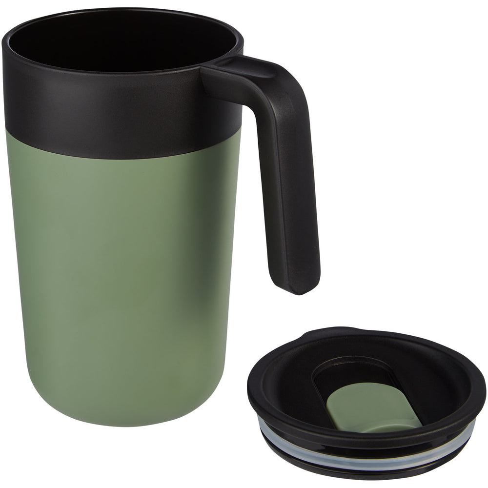 Branded Nordia 400 ml double-wall recycled mug