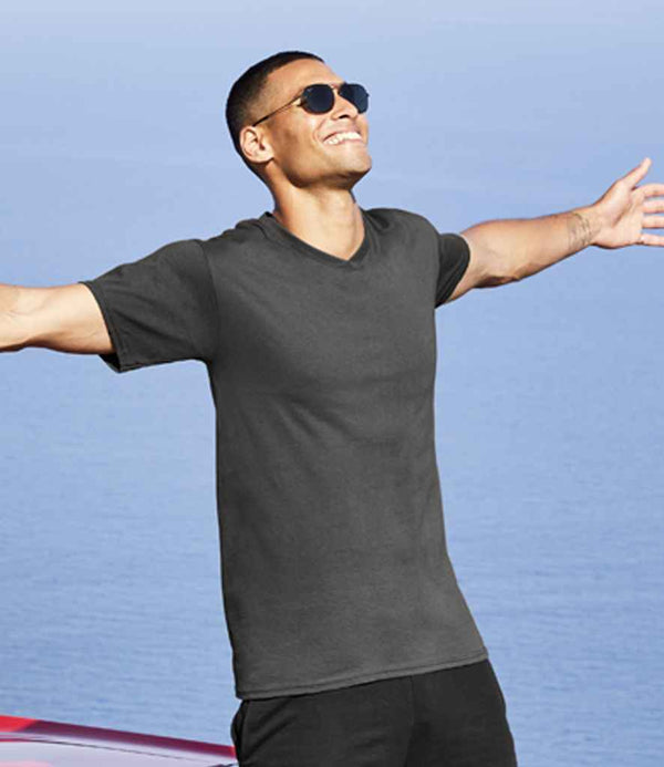 Fruit of the Loom V Neck Value T-Shirt Dark Heather