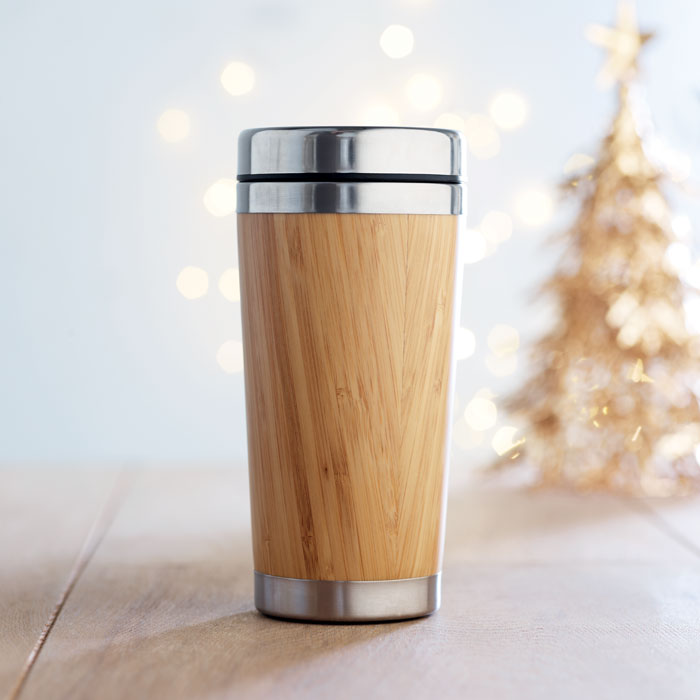 Double wall bamboo flask 400ml