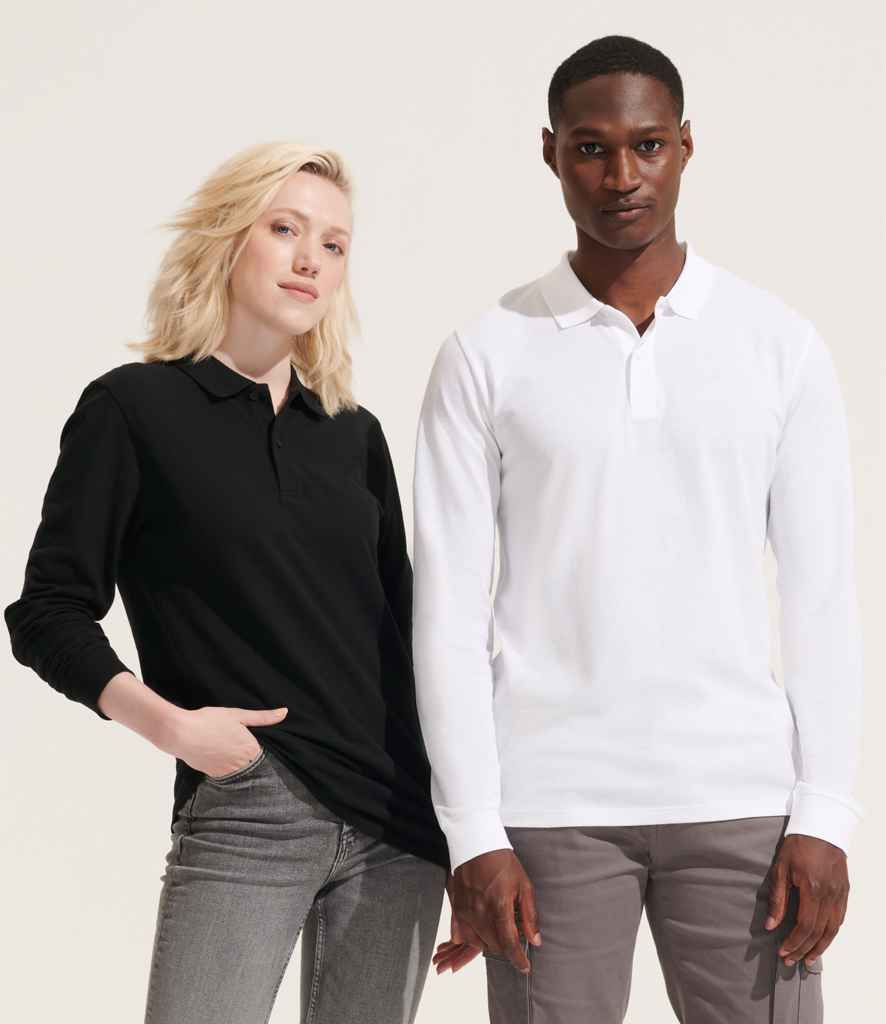 Branded SOL'S Unisex Planet Long Sleeve Piqué Polo Shirt