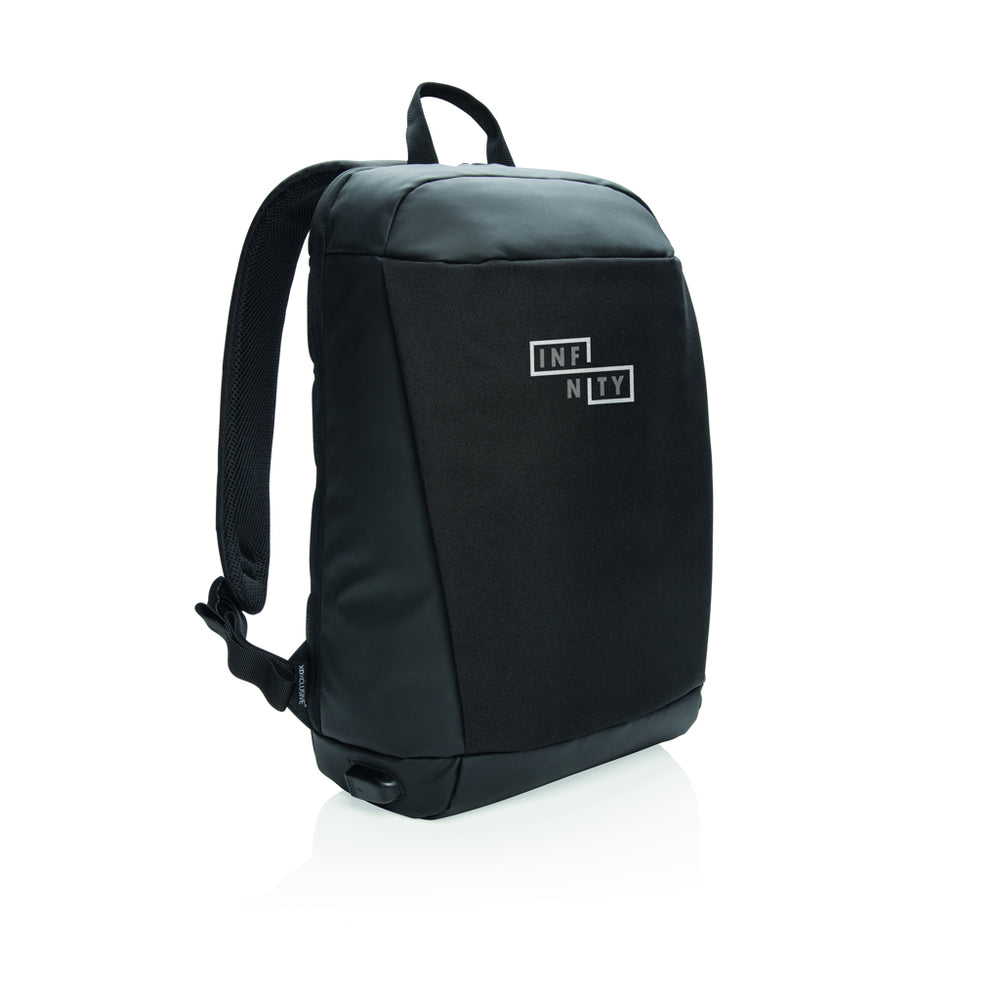 Branded Madrid anti-theft RFID USB laptop backpack PVC free