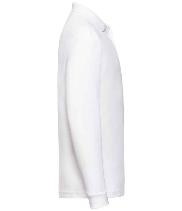 Fruit of the Loom Kids Long Sleeve Poly/Cotton Piqué Polo Shirt White