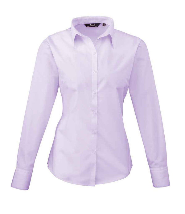 Premier Ladies Long Sleeve Poplin Blouse Lilac