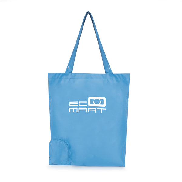 foldable shopping bag. Zippered closure. Plastic Carabiner Hook